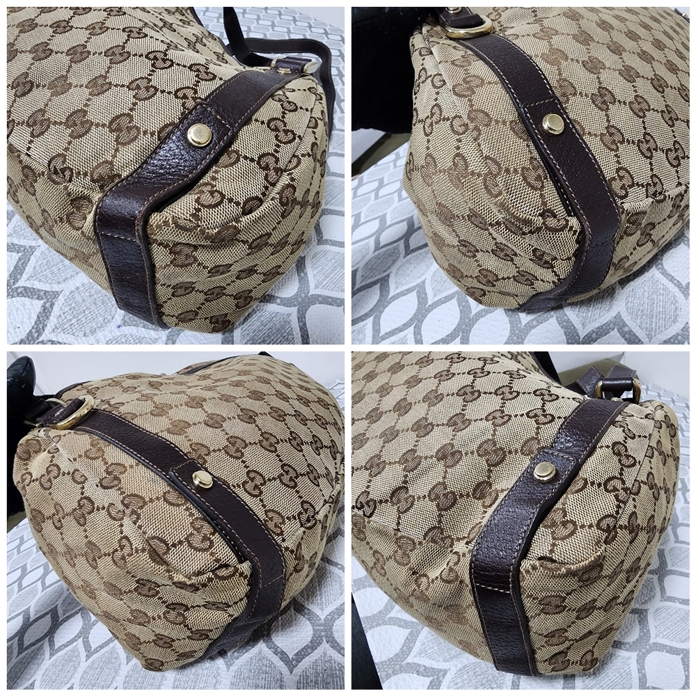 Gucci GG Canvas Abbey Tote Beige/Chocolate Brown - Picture 13 of 14